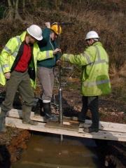 Cores being taken. Photo courtesy of Jacqui Huntley, University of Durham.