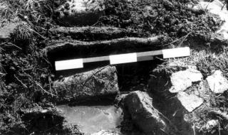 Excavated remains of a post setting