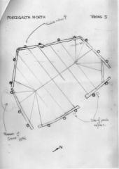 Ian T Wardle's reconstruction sketch: Main house with the post positions