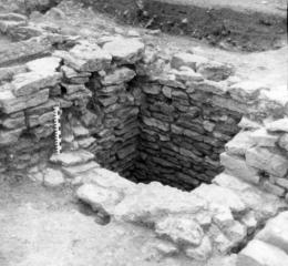 Thrislington: photograph of garderobe excavations during 1973