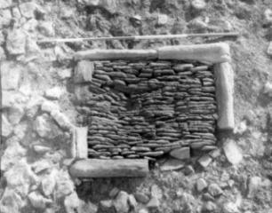 Thrislington: photograph of hearth excavated in 1974