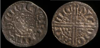 copper alloy coin (front side on the left and back side on the right) from Thrislington