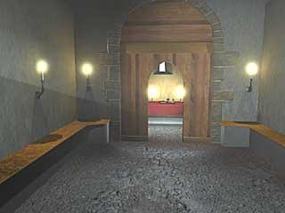 Chapel interior, looking towards altar