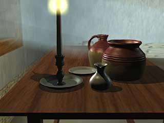 Pots on table