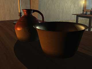 Pots on table