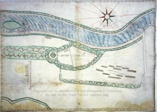 Plan of Wark dated 1561. Reproduced by permission of the Marquess of Salisbury - for use on Past Perfect website only.