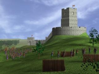 Wark castle under attack