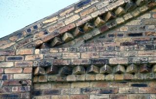 Woodhorn, Northumberland: gable detail on blacksmith and joiners shop