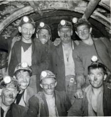 Jim Slaughter (back row far left) and fellow miners