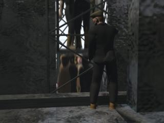 Descending the lift